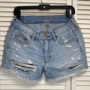 American Eagle Outfitters Light Blue Distressed Jean Shorts